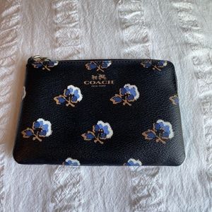 Black and Blue Floral Coach Wristlet